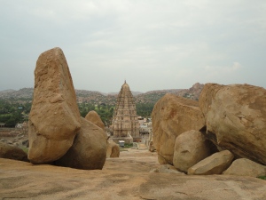 Virupaksha Temple through the boulders