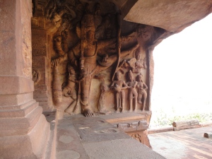 the carvings inside Badami caves